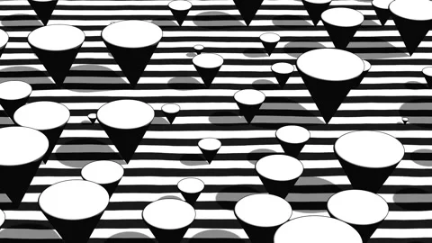 Black and White Geometric 3D Composition Featuring Layered Elements Stylized Stock Footage 337305604