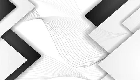 Black and white geometric concept art background with triangles and linear so Stock Illustration