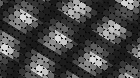 Black and white geometric hexagon wave background shows Stock Footage 342342786