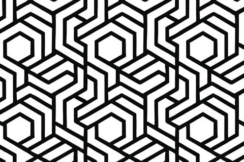 Black and white geometric hexagonal tessellation pattern background 库存插图