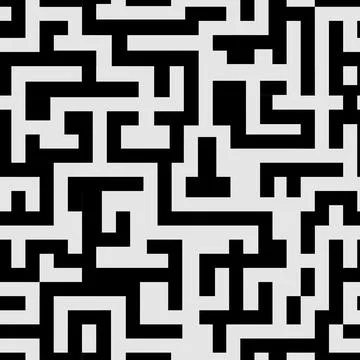 Black and white geometric maze striped pattern. Abstract seamless vector mo.. Stock Illustration