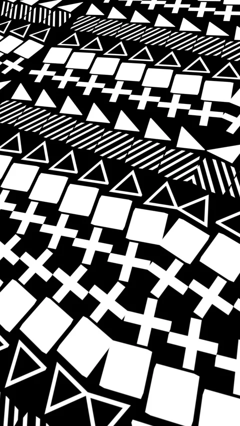 Black and white geometric pattern loop with optical illusion movement Stock Footage 345917956