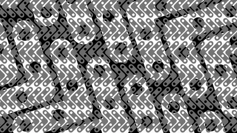 Black and white geometric pattern with repeating dots and chevrons Stock Footage 347948293