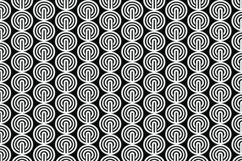 Black and White Geometric Pattern with Repeating Nested Circles Illustrazione stock
