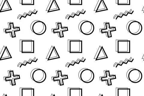 Black and White Geometric Pattern with Abstract Shapes Stock Illustration