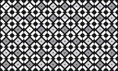 Black And White Geometric Pattern With Repeating Diamond Shapes For Decorat.. Stock Illustration