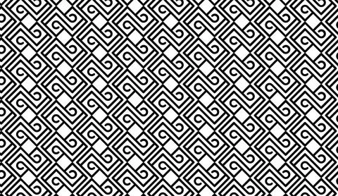 Black and white geometric pattern background with abstract seamless shapes and Stock Illustration