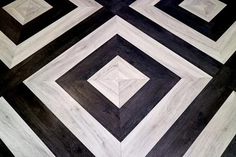 Black and white geometric pattern wooden floor for abstract background 写真素材