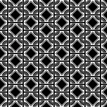 Black And White Geometric Squared Diamond Circular Stripes Pattern Background Stock Illustration