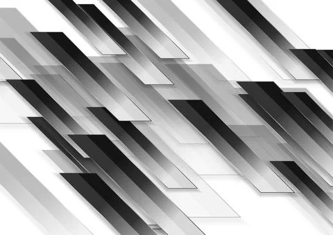 Black and white geometric technology stripes abstract background Stockillustratie