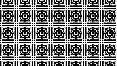Black and White Geometric Tile Pattern with Star Curve Motifs for Animation Stock Footage 314039463