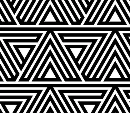 Black and White Geometric Vector Seamless Pattern Stock Illustration