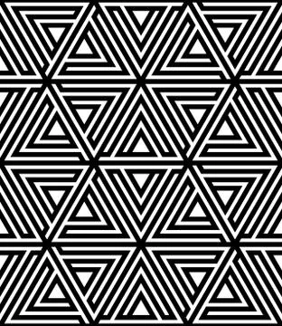 Black and White Geometric Vector Seamless Pattern Stock Illustration