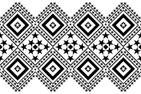 Black and white geometric zig zag fabric pattern Stock Illustration