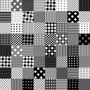 Black and white geometrical pattern in patchwork style  for background, wra.. Stock Illustration