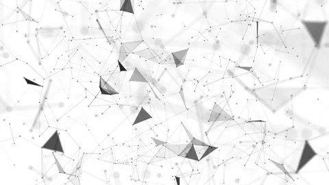 Black and white geometry.Abstract digital data nodes and connection paths within Stock Footage 94992407