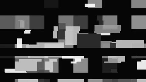 Black and white giant pixel block shuffle animation Stock Footage 346236981