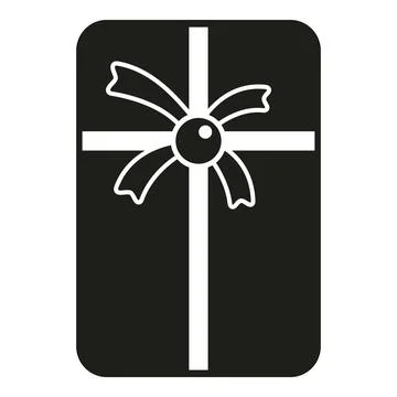 Black and white gift box icon with ribbon bow Stock Illustration