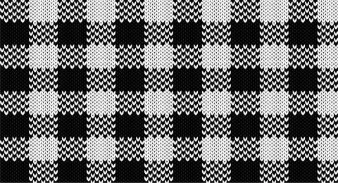 Black and white gingham knitted pattern, Festive Sweater Design. Seamless Kni Stock Illustration