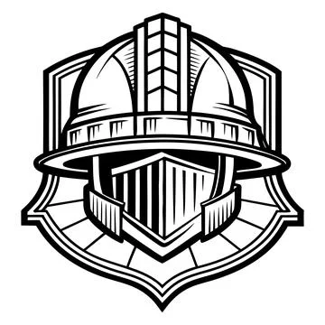 Black and white of a gladiator helmet with face shield on a shield ancient Stock Illustration