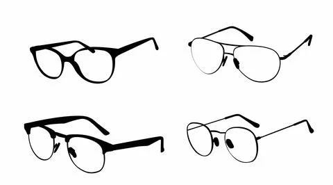 Black and white Glasses frames. Illustrazione stock