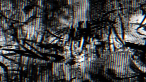 Black And White Glitch Scanline Texture With Distorted Ink Marks Stock Footage 335893501