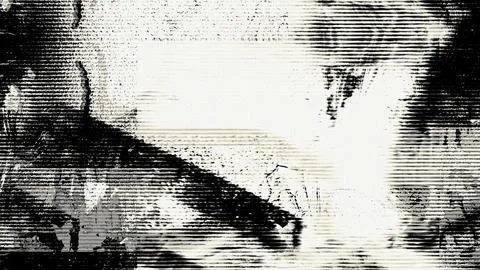Black and White Glitch Texture with Scanline Artifacts Illustration