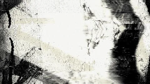 Black and White Glitch Texture with Scanline Artifacts Illustration