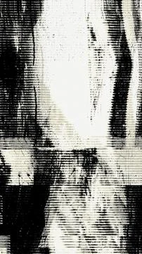 Black and white glitch texture with scanline artifacts Illustration