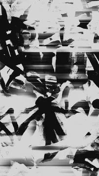 Black and White Glitch Texture with Scanlines and Ink Strokes Stockillustratie