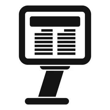 Black and white graphic of a flatscreen computer monitor displaying content Stock Illustration