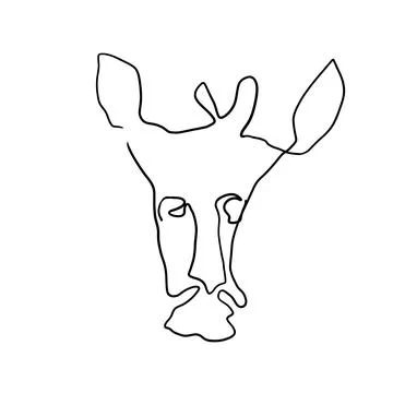 Black and white graphics monoline giraffe illustration large Illustrazione stock