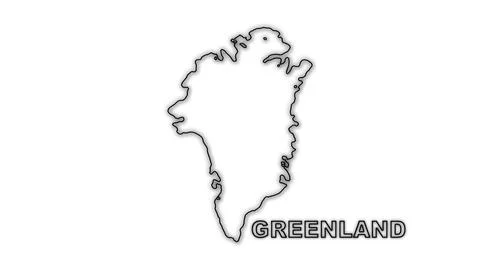 Black and White Greenland Map Outline Minimalist Monochrome Illustration Stock Illustration