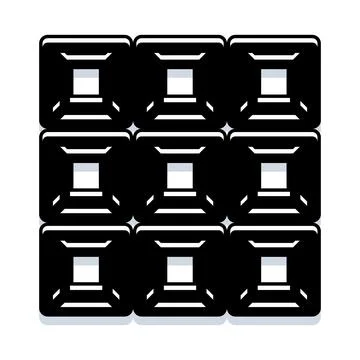 Black and white grid with abstract geometric repeating pattern 스톡 일러스트
