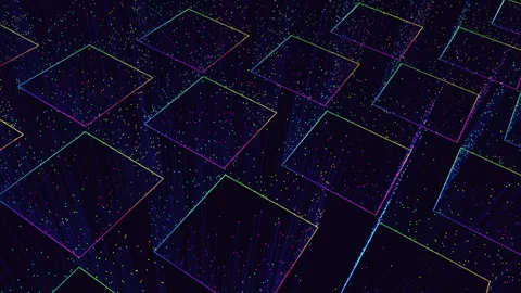 Black and white grid with colored squares creating a diamond pattern Stock Footage 303193503
