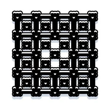 Black and white grid pattern design with square icons Illustrazione stock