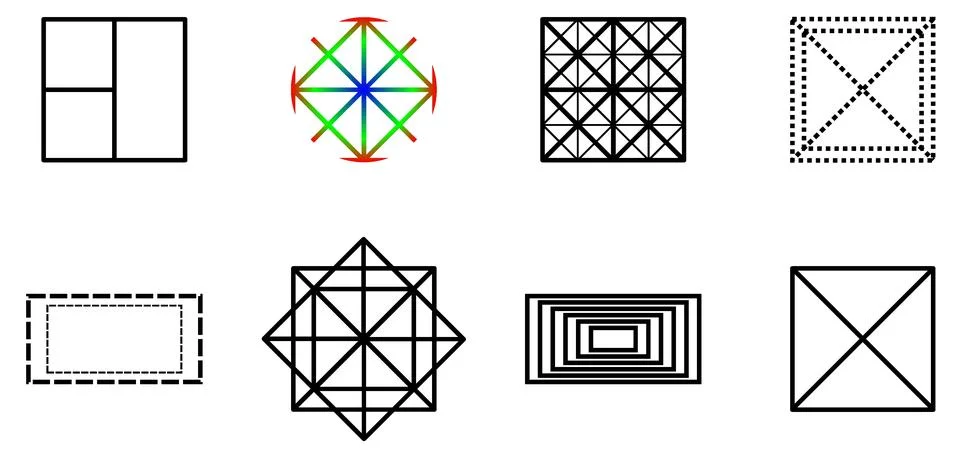 Black and white grid patterns and geometric shapes, Abstract square and rec.. 스톡 일러스트