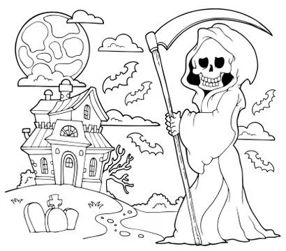 Black and white grim reaper theme Stock Illustration