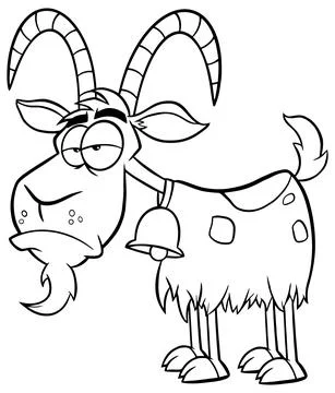 Black And White Grumpy Goat Cartoon Mascot Character Illustrazione stock