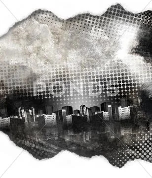 Black and white grunge city texture Stock Illustration