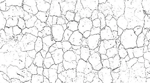A black and white grunge texture of a cracked wall, Stock Illustration