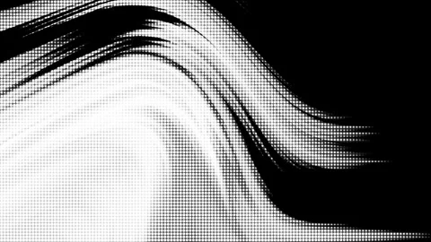 Black and white halftone curves flow on dark background Stock Footage 296242573