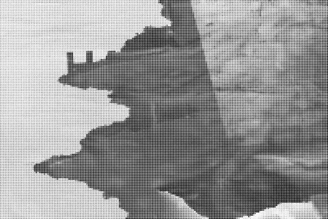 Black and white halftone dot pattern background with dense grid texture mono イラスト素材