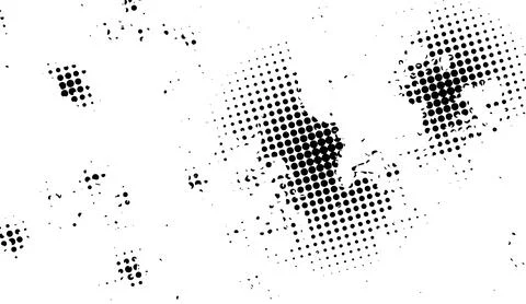 Black and white halftone dot pattern with grunge texture and distressed Illustrazione stock