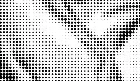 Black and white halftone dot pattern background texture with geometric shape Stock Illustration