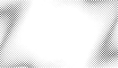 Black and white halftone dots frame vector background with gradient effect for Stock Illustration