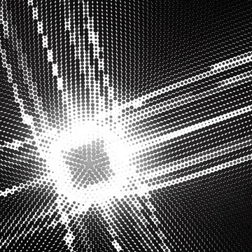 Black-and-white halftone pattern with circle and cross. Graphic background Stock Illustration