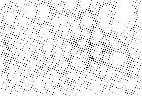 A black and white halftone pattern with dots, vintage grunge dot texture, Stock Illustration