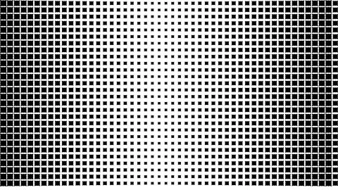 Black and white halftone pattern with square shapes fading from the center,.. Illustrazione stock