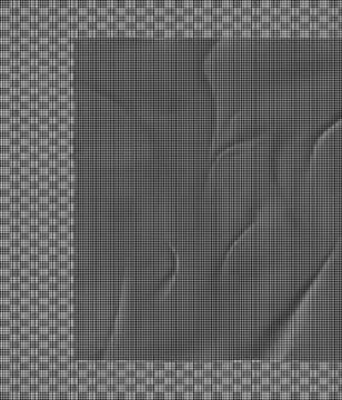 Black and white halftone pattern of tightly packed geometric circles creatin 스톡 일러스트